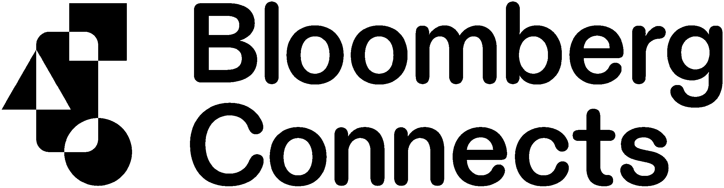 Black and white logo for bloomberg connects
