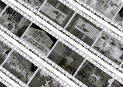 Photography Film Negatives laid out in rows