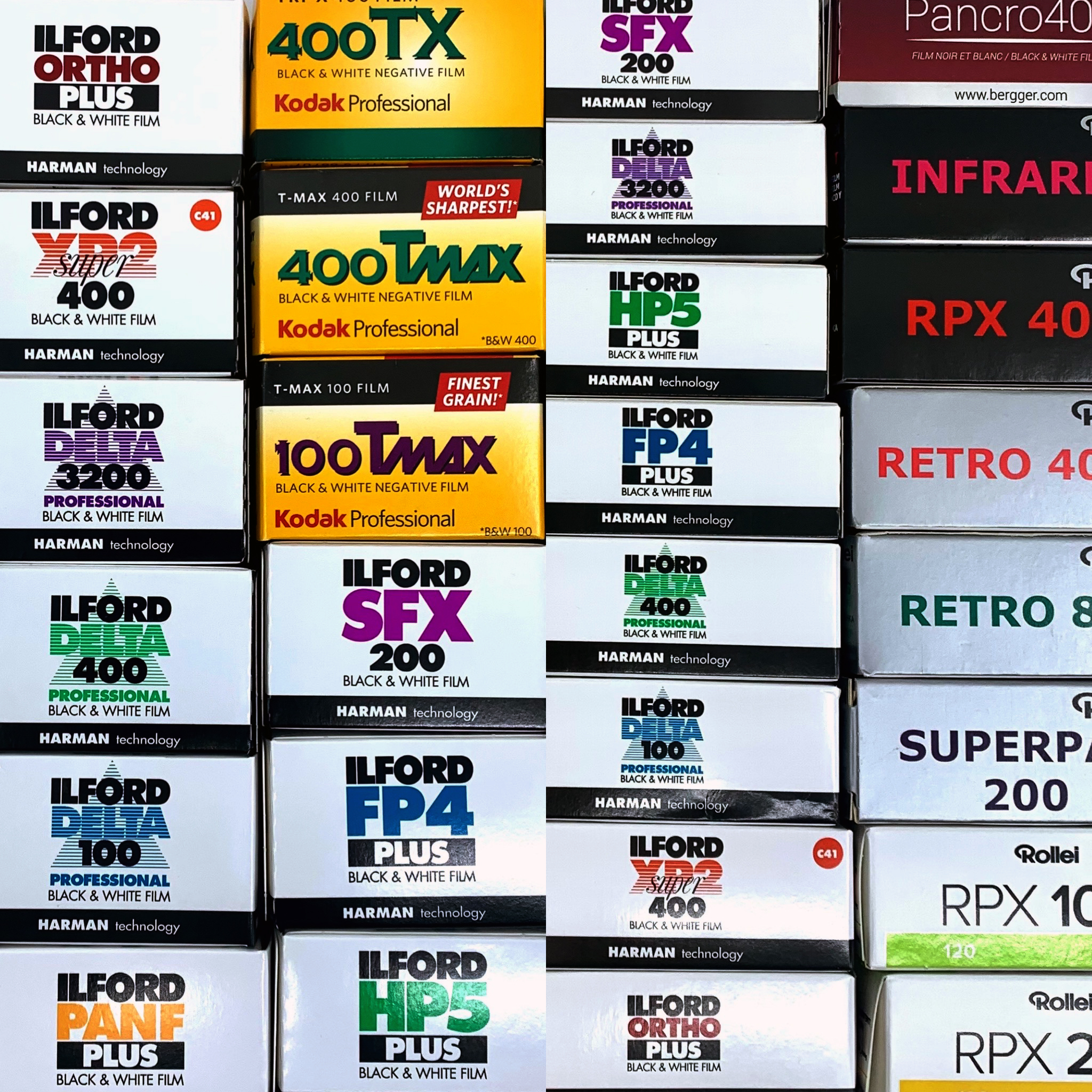 Photographic Film Boxes stcked